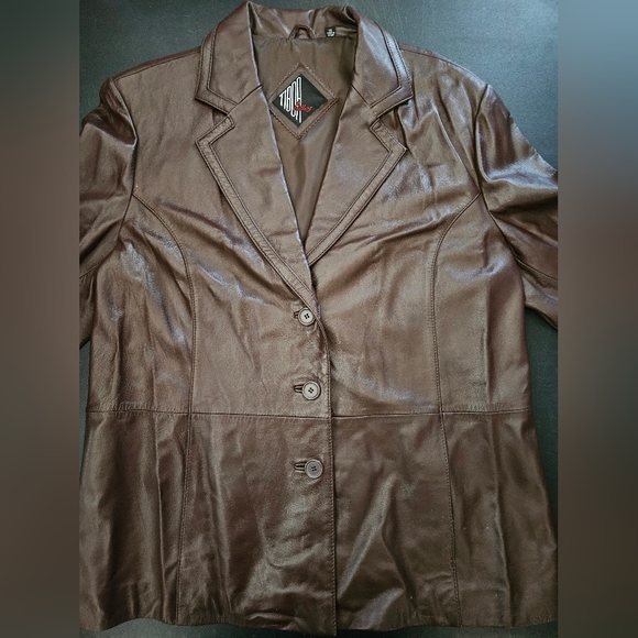 NWT - Lamb Leather Tibor Brown Buttery Soft Blazer Jacket - Size 1X - Picture 7 of 11
